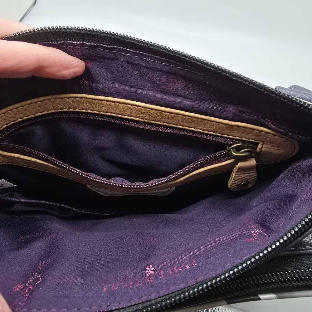 Anuschka Hand Painted Patchwork Pewter Three-Comp… - image 4